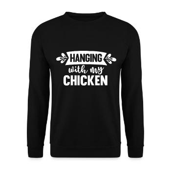 Hanging With My Chicken - Unisex Pullover - Schwarz - Vorne - Alina (178cm) & Michal (187cm)