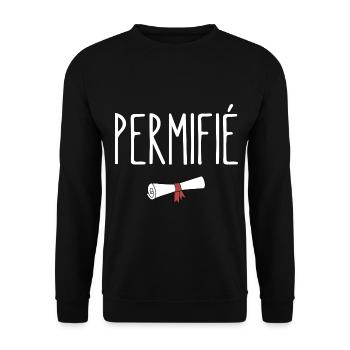 permifié - Sweat-shirt Unisexe - noir - Devant - Alina (178cm) & Michal (187cm)