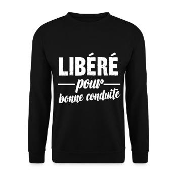 libéré pour bonne conduite - Sweat-shirt Unisexe - noir - Devant - Alina (178cm) & Michal (187cm)