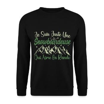 Snowboardeuse aventurier passionnée de Randonnée - Sweat-shirt Unisexe - noir - Devant - Alina (178cm) & Michal (187cm)