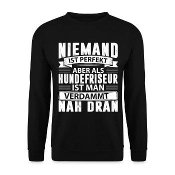 Hundefriseur - Hundefriseur lustige Geschenkidee - Unisex Pullover - Schwarz - Vorne - Alina (178cm) & Michal (187cm)