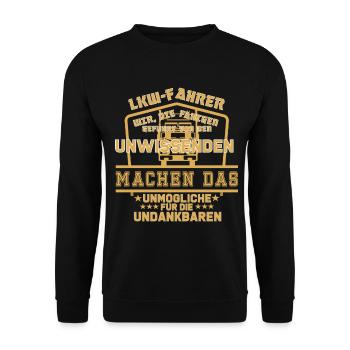 lustiges LKW Fahrer Shirt oder LKW Fahrer Geschenk - Unisex Pullover - Schwarz - Vorne - Alina (178cm) & Michal (187cm)