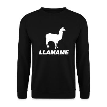 Lustiges Lama Spanisch Wortspiel - Unisex Pullover - Schwarz - Vorne - Alina (178cm) & Michal (187cm)