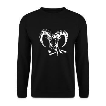 Mouflon sheep head - Unisex Sweatshirt - black - Front - Alina (178cm) & Michal (187cm)