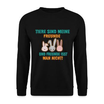 Tiere sind Meine Freunde und isst man nich - Unisex Pullover - Schwarz - Vorne - Alina (178cm) & Michal (187cm)