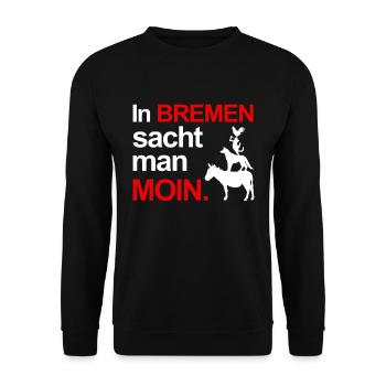 Bremen Spruch Moin Stadtmusikanten - Unisex Pullover - Schwarz - Vorne - Alina (178cm) & Michal (187cm)