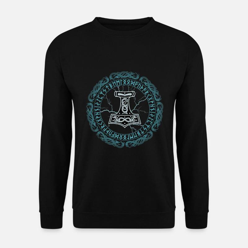 Mjölnir Hammer Thor Runen - Unisex Pullover - Schwarz