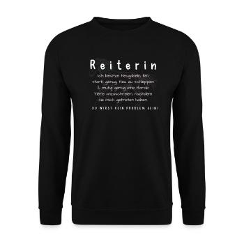 Reiterin - Unisex Pullover - Schwarz - Vorne - Alina (178cm) & Michal (187cm)