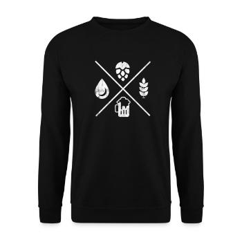 Bier-Trinker - Hopfen Malz & Wasser - Unisex Pullover - Schwarz - Vorne - Alina (178cm) & Michal (187cm)