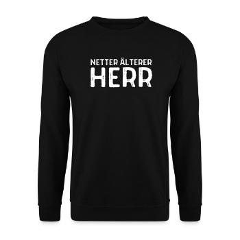 Netter Älterer Herr - Geschenk Rentner - Unisex Pullover - Schwarz - Vorne - Alina (178cm) & Michal (187cm)
