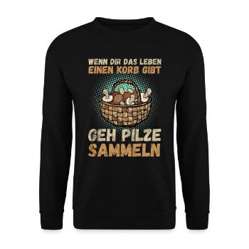 Pilzsammler Pilze Sammeln Pilze Geschenk - Unisex Pullover - Schwarz - Vorne - Alina (178cm) & Michal (187cm)