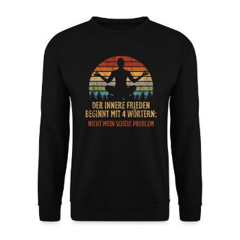 Lustige Yoga Meditation Sprüche - Unisex Pullover - Schwarz - Vorne - Alina (178cm) & Michal (187cm)