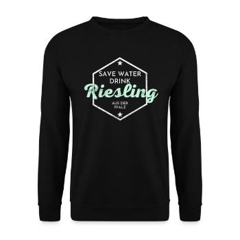 Save Water Drink Riesling - Pfalz - Unisex Pullover - Schwarz - Vorne - Alina (178cm) & Michal (187cm)