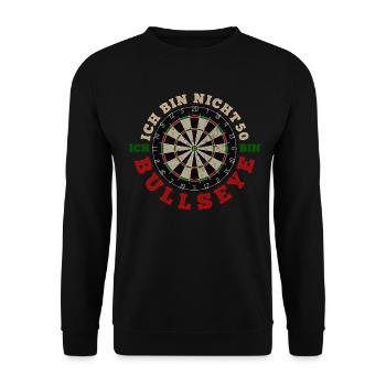 Ich bin nicht 50 ich bin Bullseye Geburtstag Dart - Unisex Pullover - Schwarz - Vorne - Alina (178cm) & Michal (187cm)