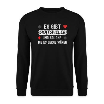 Skat-Spieler Geschenk - Unisex Pullover - Schwarz - Vorne - Alina (178cm) & Michal (187cm)