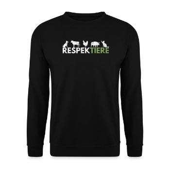 RespekTIERE - Veganer & Tierliebhaber - Unisex Pullover - Schwarz - Vorne - Alina (178cm) & Michal (187cm)