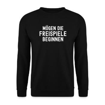 Freispiele Casino Sprüche - Unisex Pullover - Schwarz - Vorne - Alina (178cm) & Michal (187cm)