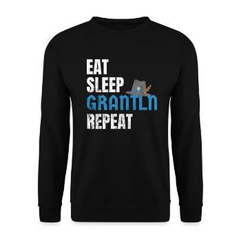 Eat Sleep Grantln Repeat - Bayrischer Dialekt - Unisex Pullover - Schwarz - Vorne - Alina (178cm) & Michal (187cm)