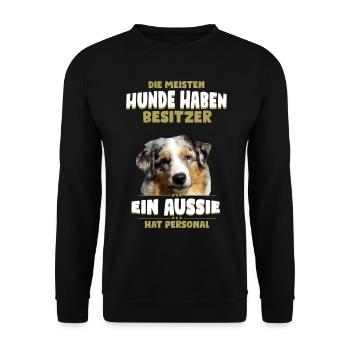 Australian Shepherd - Aussie Hund - Unisex Pullover - Schwarz - Vorne - Alina (178cm) & Michal (187cm)