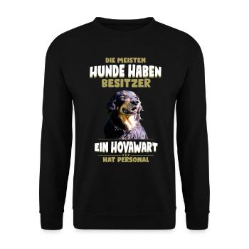 Hovawart TShirt - Hovawart Hund Shirt - Unisex Pullover - Schwarz - Vorne - Alina (178cm) & Michal (187cm)