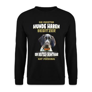 Deutsch Drahthaar Tshirt - Deutsch Drahthaar Shirt - Unisex Pullover - Schwarz - Vorne - Alina (178cm) & Michal (187cm)
