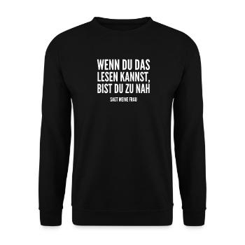 Geschenk Ehefrau für Ehemann lustig - Unisex Pullover - Schwarz - Vorne - Alina (178cm) & Michal (187cm)