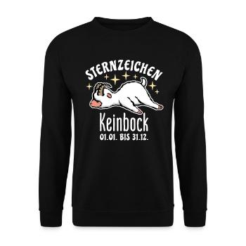 Sternzeichen Steinbock Kein Bock Astrologie - Unisex Pullover - Schwarz - Vorne - Alina (178cm) & Michal (187cm)