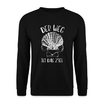 Der Weg ist das Ziel - Jakobsweg - Unisex Pullover - Schwarz - Vorne - Alina (178cm) & Michal (187cm)