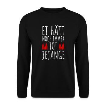 Et hätt noch immer jot jejange - Kölsche Spruch - Unisex Pullover - Schwarz - Vorne - Alina (178cm) & Michal (187cm)