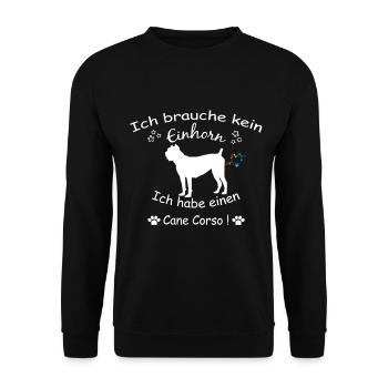 Cane Corso Geschenkidee - Cane Corso Hund - Unisex Pullover - Schwarz - Vorne - Alina (178cm) & Michal (187cm)