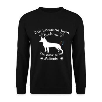 Malinois - Belgischer Schäferhund - Unisex Pullover - Schwarz - Vorne - Alina (178cm) & Michal (187cm)