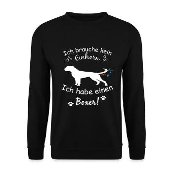 Boxer Hund - Deutscher Boxer - Unisex Pullover - Schwarz - Vorne - Alina (178cm) & Michal (187cm)