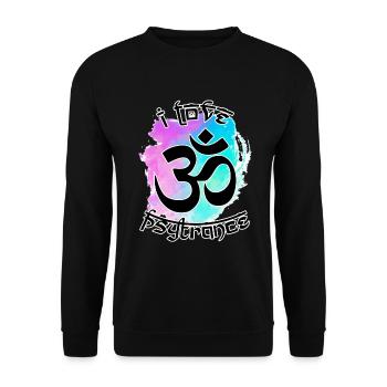 Ich liebe Psytrance Om Symbol Rave Goa Festival - Unisex Pullover - Schwarz - Vorne - Alina (178cm) & Michal (187cm)