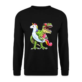 Sommer Dinosaurier Poolparty - Unisex Pullover - Schwarz - Vorne - Alina (178cm) & Michal (187cm)