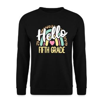 Hello Fifth Grade Teacher Back to School Rainbow - Unisex Sweatshirt - black - Front - Alina (178cm) & Michal (187cm)