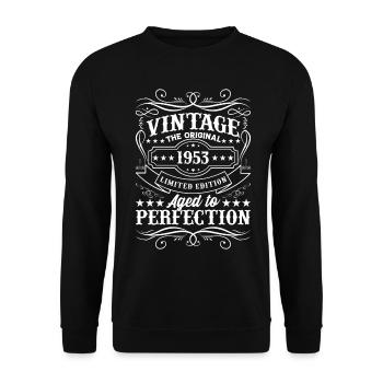 Vintage 1953 Aged to Perfection Gift Idea - Unisex Sweatshirt - black - Front - Alina (178cm) & Michal (187cm)
