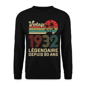 90 Ans Anniversaire Vintage Né(e) en 1932 - Sweat-shirt Unisexe - noir - Devant - Alina (178cm) & Michal (187cm)