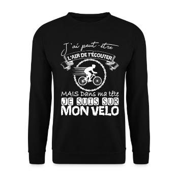 Cyclisme Dans Ma Tête Je suis sur Mon Vélo Humour - Sweat-shirt Unisexe - noir - Devant - Alina (178cm) & Michal (187cm)