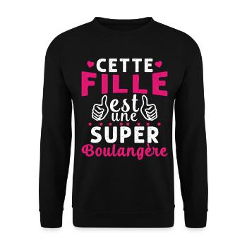Cette Fille Est Une Super Boulangère - Sweat-shirt Unisexe - noir - Devant - Alina (178cm) & Michal (187cm)