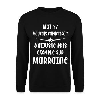 Mauvais Caractère Marraine - Sweat-shirt Unisexe - noir - Devant - Alina (178cm) & Michal (187cm)
