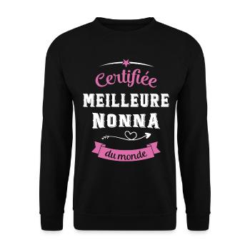 Cadeau Nonna Certifiée Meilleure Nonna du Monde - Sweat-shirt Unisexe - noir - Devant - Alina (178cm) & Michal (187cm)