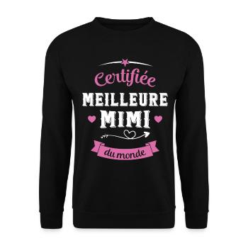 Cadeau Mimi Certifiée Meilleure Mimi du Monde - Sweat-shirt Unisexe - noir - Devant - Alina (178cm) & Michal (187cm)