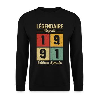 Légendaire Depuis 1991 - Sweat-shirt Unisexe - noir - Devant - Alina (178cm) & Michal (187cm)
