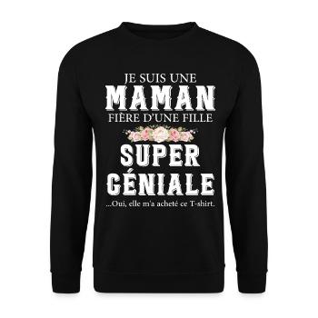 Maman Fière De Sa Fille Fête Des Mères Mama Cadeau - Sweat-shirt Unisexe - noir - Devant - Alina (178cm) & Michal (187cm)