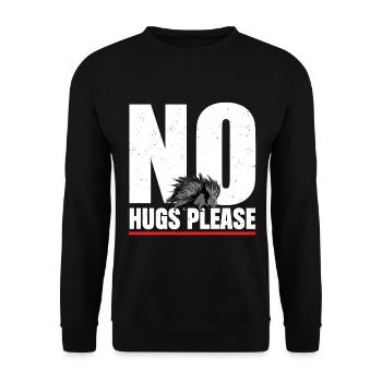 No Hugs Please - Funny Porcupine - Unisex Sweatshirt - black - Front - Alina (178cm) & Michal (187cm)
