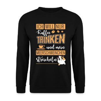 Guinea Pig & Coffee - Unisex Pullover - Schwarz - Vorne - Alina (178cm) & Michal (187cm)