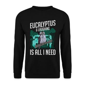L’eucalyptus et le rire, c’est tout ce dont j’ai besoin - Kookaburra - Sweat-shirt Unisexe - noir - Devant - Alina (178cm) & Michal (187cm)