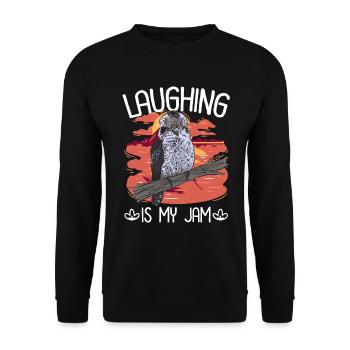 Laughing Is My Jam - Kookaburra - Unisex Sweatshirt - black - Front - Alina (178cm) & Michal (187cm)