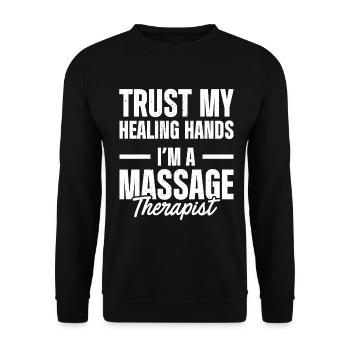 Massage Therapist - Unisex Sweatshirt - black - Front - Alina (178cm) & Michal (187cm)