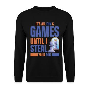 Funny Chess Player - Unisex Pullover - Schwarz - Vorne - Alina (178cm) & Michal (187cm)